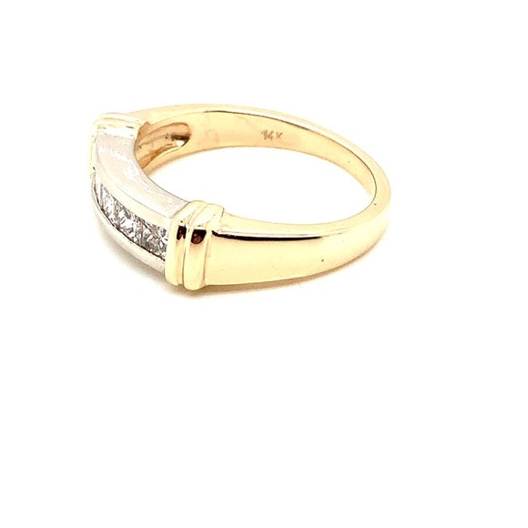 Princess Cut Diamond 14K Two Tone Gold Unisex Ring - Picture 2 of 4